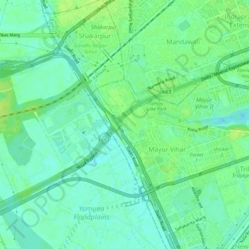 Mapa topográfico Samaspur, altitud, relieve