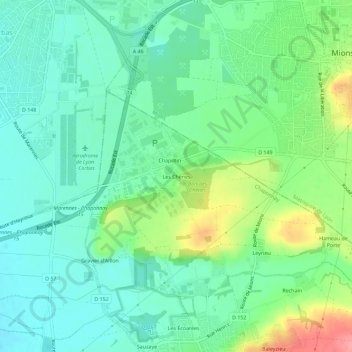 Mapa topográfico Les Chênes, altitud, relieve