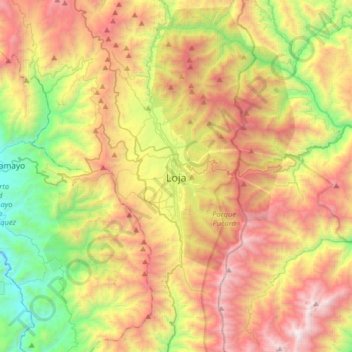 Mapa topográfico Loja, altitud, relieve