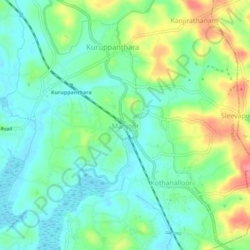 Mapa topográfico Manjoor, altitud, relieve