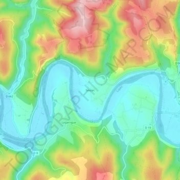 Mapa topográfico Seuzac, altitud, relieve