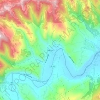 Mapa topográfico Quartino, altitud, relieve