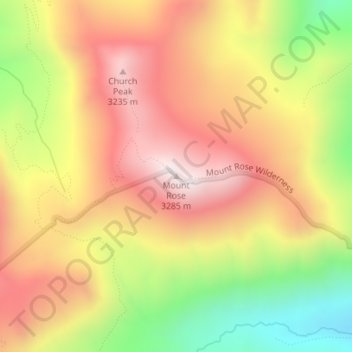 Mapa topográfico Mount Rose, altitud, relieve