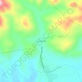 Mapa topográfico Gamelotal, altitud, relieve