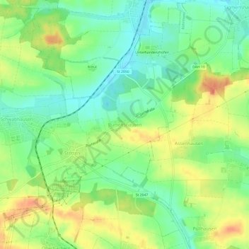 Mapa topográfico Rumeltshausen, altitud, relieve