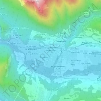 Mapa topográfico Planche Pierre, altitud, relieve