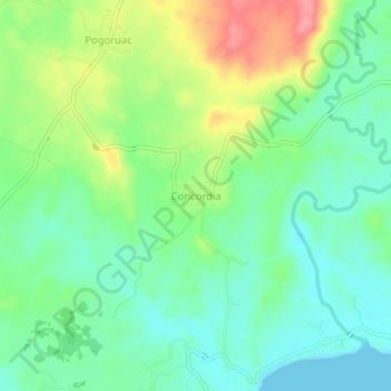 Mapa topográfico Concordia, altitud, relieve