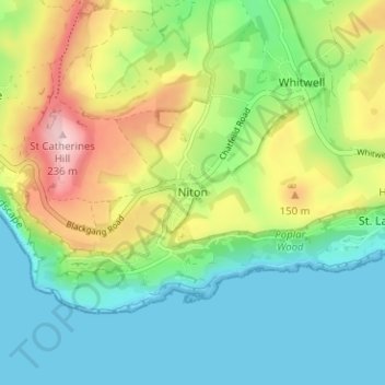Mapa topográfico Niton, altitud, relieve
