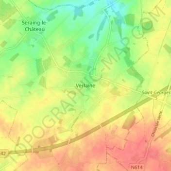 Mapa topográfico Verlaine, altitud, relieve