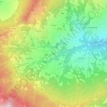 Mapa topográfico Metti, altitud, relieve