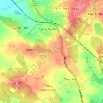 Mapa topográfico Linton Heath, altitud, relieve