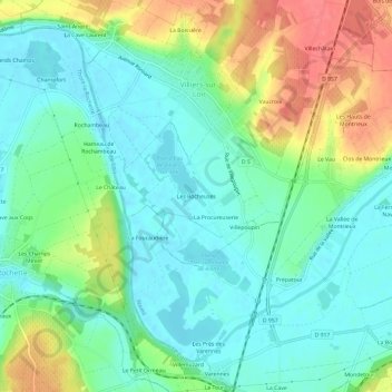 Mapa topográfico Les Rocheuses, altitud, relieve