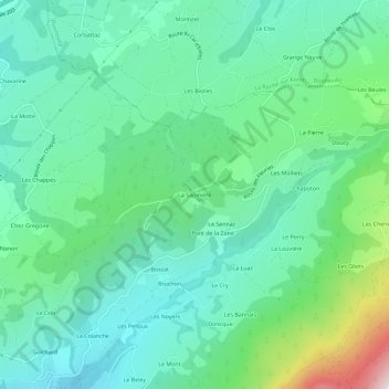 Mapa topográfico La Sapinière, altitud, relieve