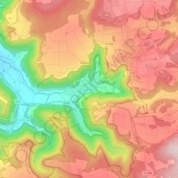 Mapa topográfico Gutenberg, altitud, relieve