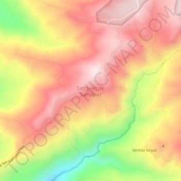 Mapa topográfico San Juan de Sumapaz, altitud, relieve