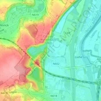 Mapa topográfico Loën, altitud, relieve