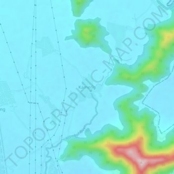 Mapa topográfico Kameng, altitud, relieve