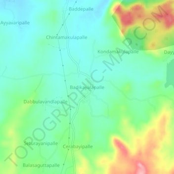 Mapa topográfico Badikayalapalle, altitud, relieve