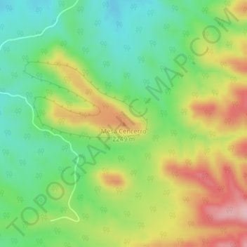 Mapa topográfico Mesa Cencerro, altitud, relieve