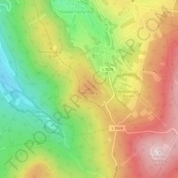 Mapa topográfico Weilsberg, altitud, relieve