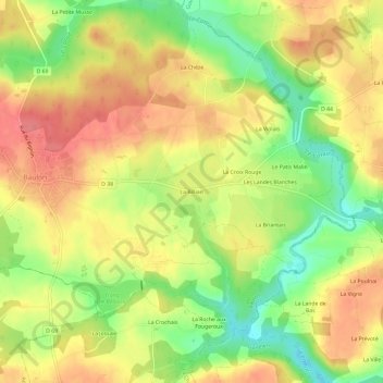 Mapa topográfico La Billais, altitud, relieve