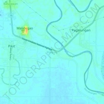 Mapa topográfico Inug-ug, altitud, relieve