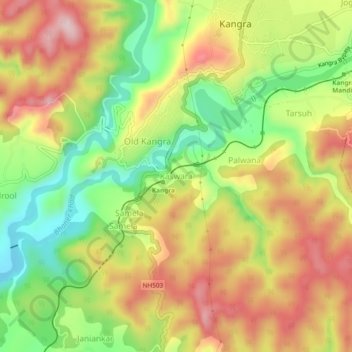Mapa topográfico Kaswara, altitud, relieve
