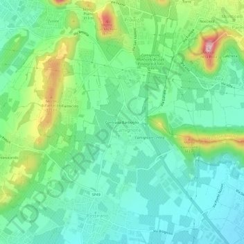 Mapa topográfico Contrada Barboglio, altitud, relieve