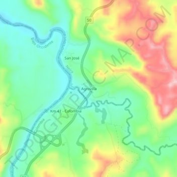 Mapa topográfico Agrovilla, altitud, relieve