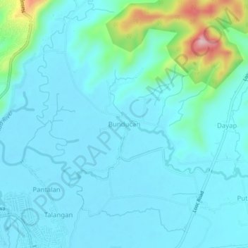 Mapa topográfico Bunducan, altitud, relieve