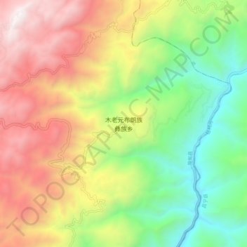 Mapa topográfico 木老元布朗族彝族乡, altitud, relieve