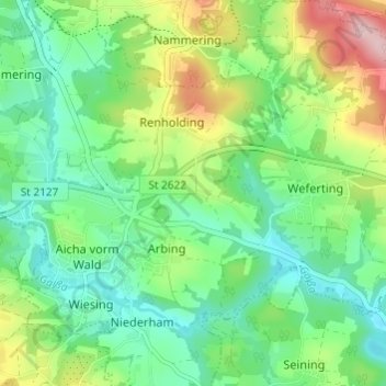 Mapa topográfico Schilding, altitud, relieve