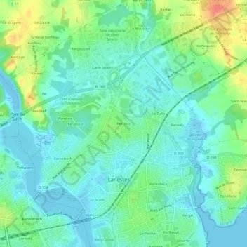 Mapa topográfico Kerrous, altitud, relieve