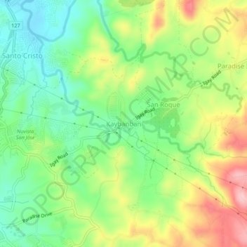 Mapa topográfico Kaybanban, altitud, relieve