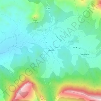 Mapa topográfico Le Moulin, altitud, relieve