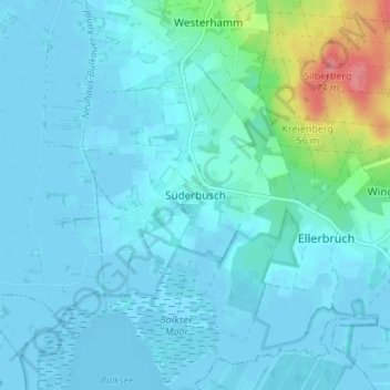 Mapa topográfico Süderbusch, altitud, relieve