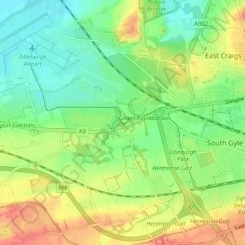 Mapa topográfico Gogar, altitud, relieve