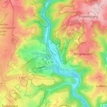 Mapa topográfico Kohlfurth, altitud, relieve