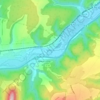 Mapa topográfico La Verrerie, altitud, relieve