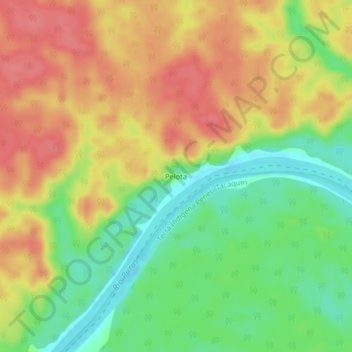 Mapa topográfico Pelota, altitud, relieve