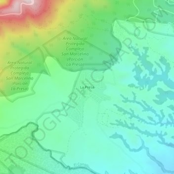 Mapa topográfico La Presa, altitud, relieve