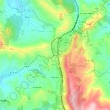 Mapa topográfico Catefica, altitud, relieve
