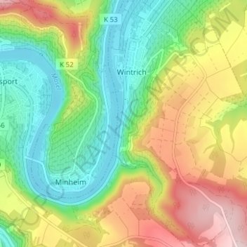 Mapa topográfico Geierslay, altitud, relieve