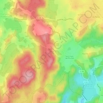 Mapa topográfico Prétérit, altitud, relieve