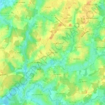 Mapa topográfico Les Petits Bois, altitud, relieve