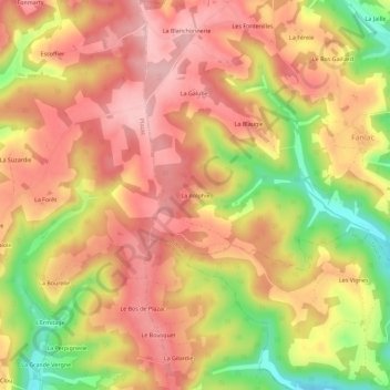 Mapa topográfico La Rolphie, altitud, relieve