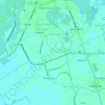 Mapa topográfico Lasip Chico, altitud, relieve