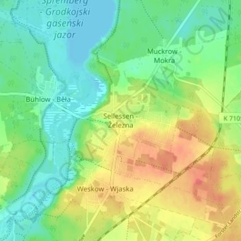 Mapa topográfico Sellessen, altitud, relieve
