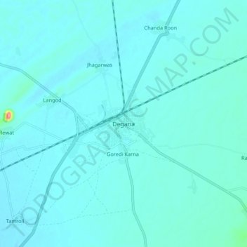 Mapa topográfico Degana, altitud, relieve