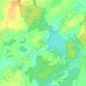 Mapa topográfico Döbbersen, altitud, relieve